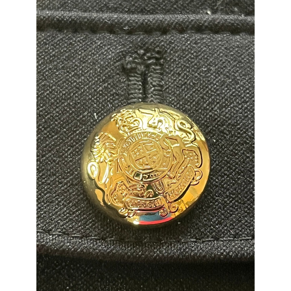 White House Black Market Black Military Blazer Gold Crest Button Jacket Size 10 - Picture 9 of 11